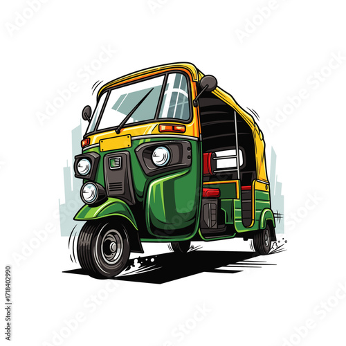 Auto Rickshaw icon flat vector design.
