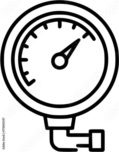 Pressure gauge icon vector illustration for measuring air water oil and gas in outline style isolated
