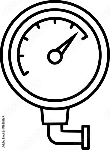 Pressure gauge icon vector illustration for measuring air water oil and gas in outline style isolated
