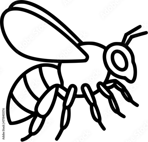 Bee illustration vector graphic honeybee icon bumblebee drawing insect outline simple design line art
