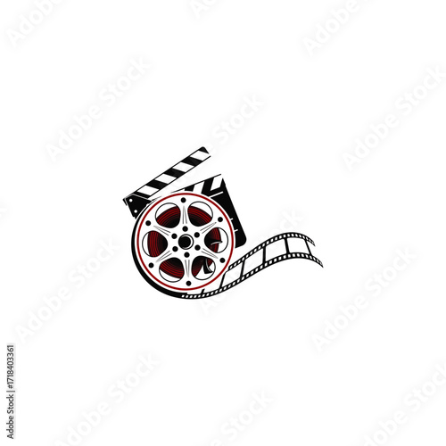 Film reel icon flat vector design.