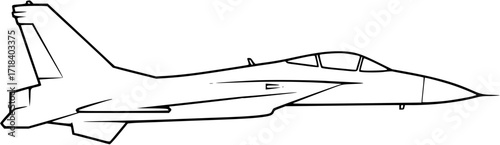 Fighter jet silhouette vector illustration for military aircraft aviation design and warplane art
