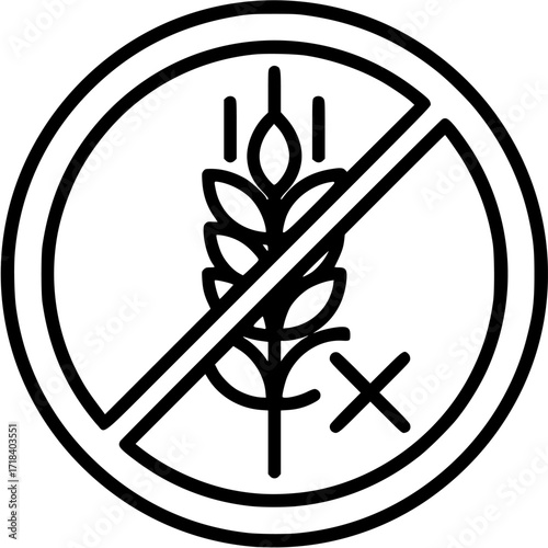 Gluten free icon vector illustration symbol food allergy diet celiac disease restriction grain health wheat 90
