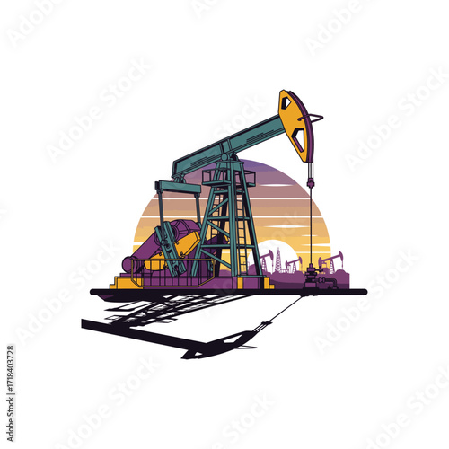 Pump Jack icon flat vector design.
