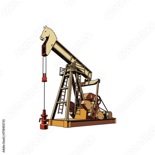 Pump Jack icon flat vector design.