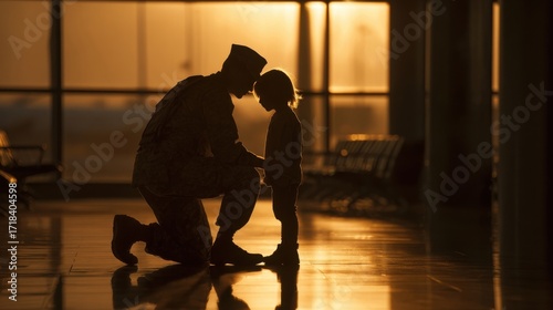 Tender Moment Between Father and Child Sharing an Emotional Goodbye at Airport.