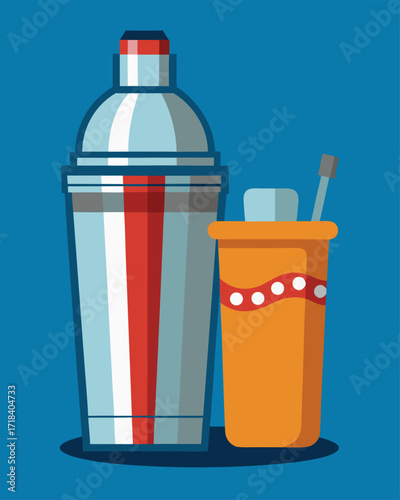 Professional cocktail equipment. Cartoon vector illustration