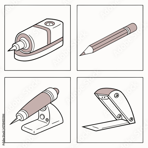vector set of office tools