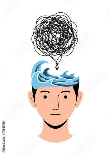 Stress and Confusion in Mind Flat Vector Illustration
