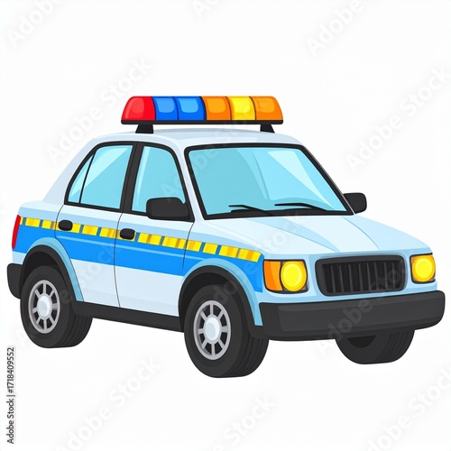 Cute Cartoon Police Car Illustration