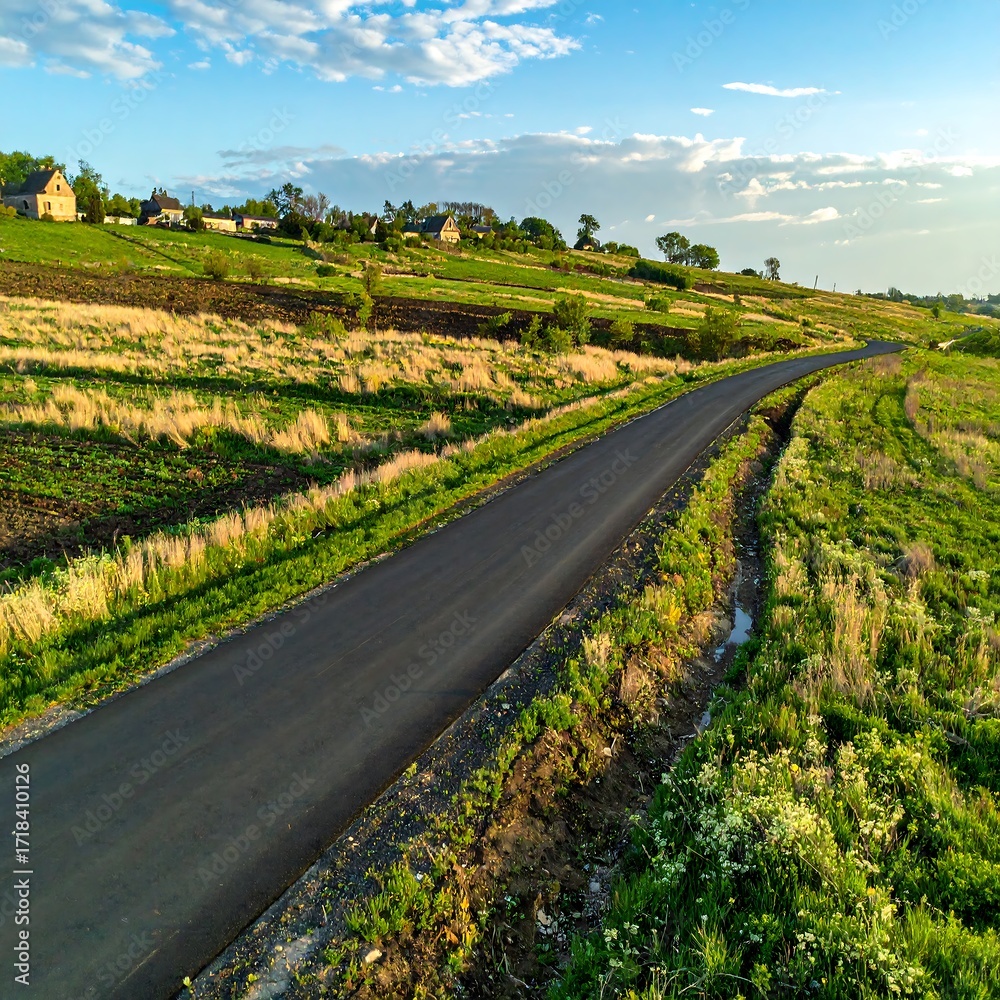 Naklejka premium Winding road through rural landscape