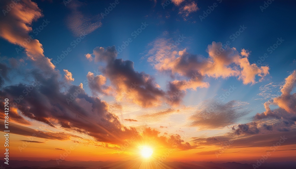Fototapeta premium Sunset Sky Sun And Sunset Clouds Sunset Background