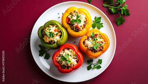 Colorful Stuffed Bell Peppers Recipe Top View