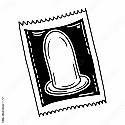 Condom packaging with illustration on a white background  