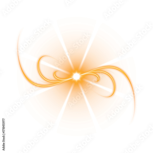 Orange Spiral Light Burst on Transparent Background
