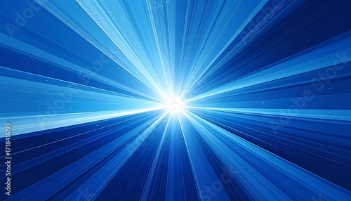 Abstract blue rays radiating from a central white light