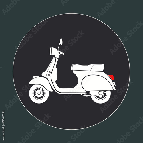 Classic Scooter Silhouette Illustration - Retro Two-Wheeled Vehicle