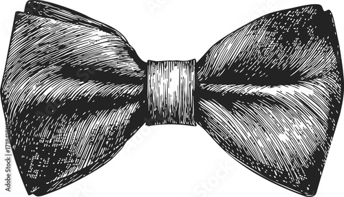 Bow tie sketch hand drawn illustration with detailed fabric texture — stock vector