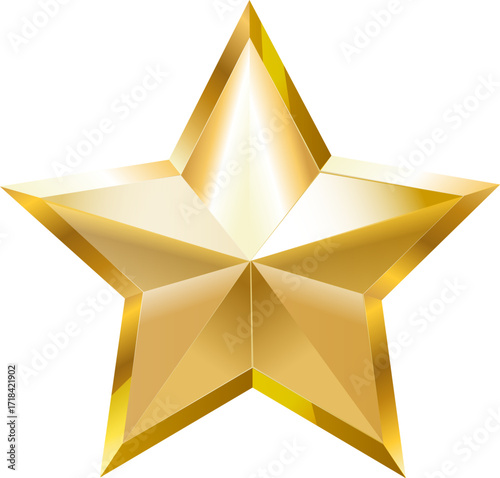 Gold star isolated with gold metallic effect. Element for awards, medals, rating, status, hotels. Fve pointed golden star