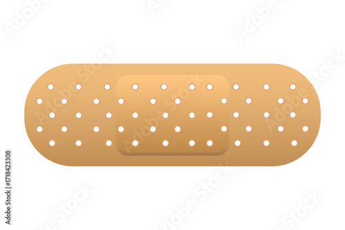 Medical plaster isolated on white background, wound plasterer or bandaged patch, vector adhesive health care object. Injury tape plaster flat design, Sticking plaster.First aid concept.