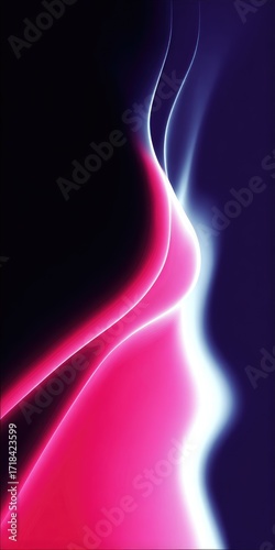 Dynamic flowing lines create an energetic, vibrant abstract design with striking pink and light blue hues.