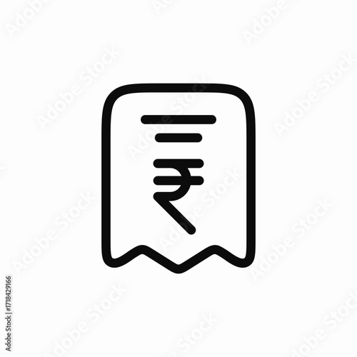 check bill rupee icon sign vector