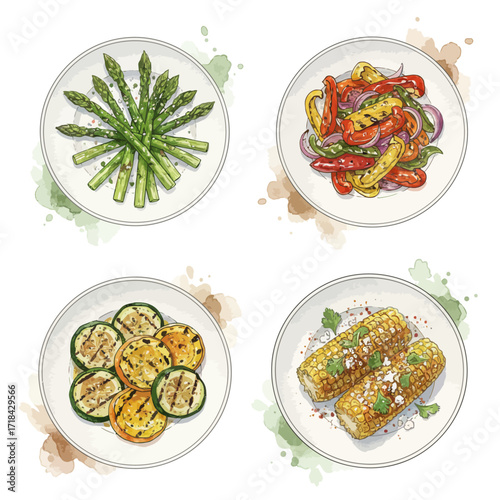 Delicious Grilled Vegetables A Colorful Culinary Illustration of Fresh, Healthy Food Options
