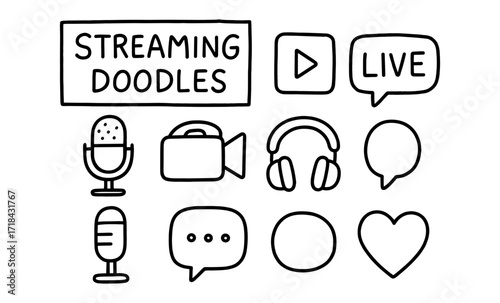 Streaming doodles: hand-drawn icons for modern media and live podcasts