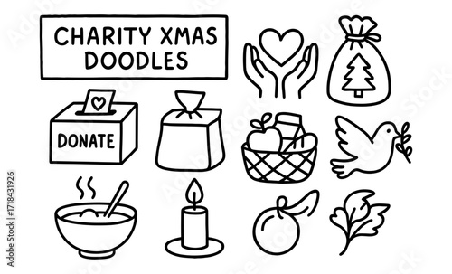 Charity christmas doodles: heartfelt holiday icons for giving and joy