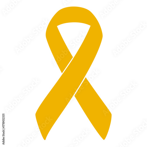 Gold awareness ribbon used for children's cancer fundraising flat design vector