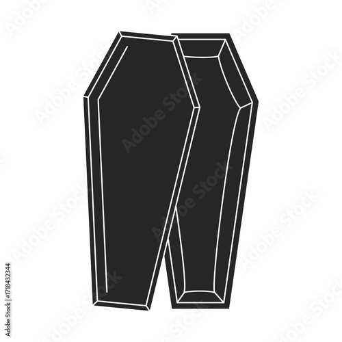 Top view of an open funeral casket or coffin black silhouette vector