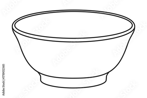 An empty round bowl for serving food outline vector