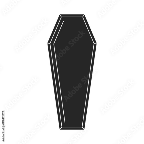 Top view of a black funeral casket or coffin with the lid on silhouette icon vector