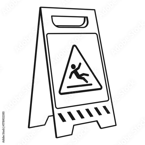 Blackand white A frame wet floor cleaning warning sign vector