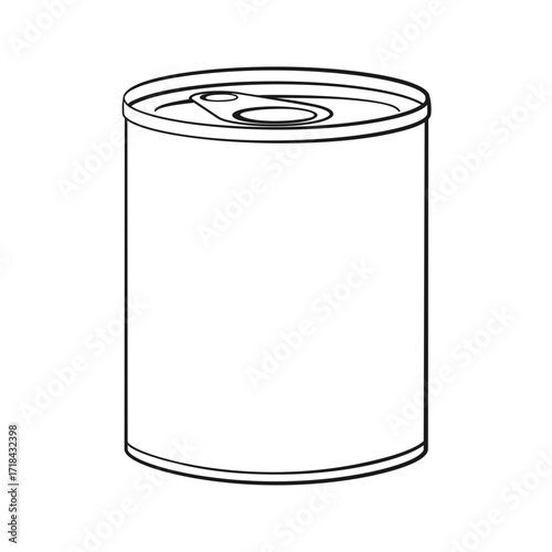 A tin can of canned food with a ring pull top oultine vector