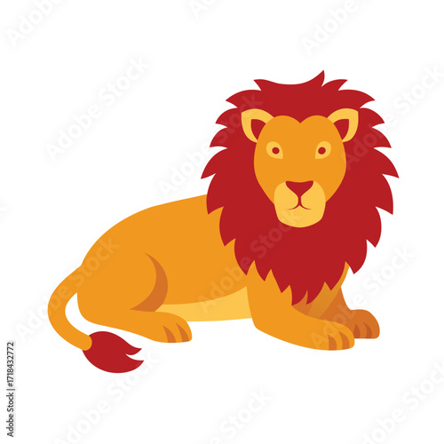 vintage illustration of a lion resting in its natural habitat