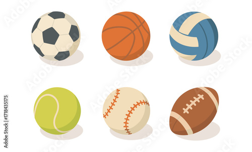 Collection of sports balls in flat design style