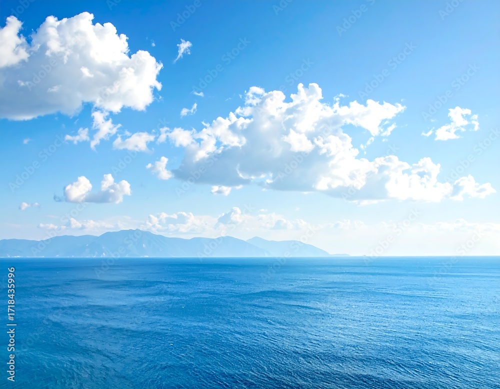 Obraz premium Azure expanse, fluffy clouds