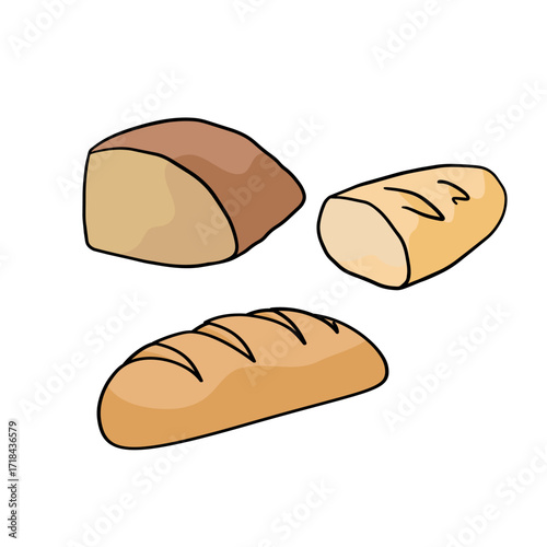 sliced ​​loaves of white and black bread on white background 