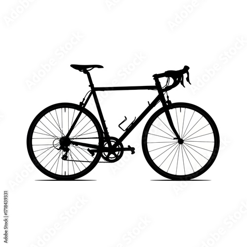 Minimalist Bicycle Vector Illustration with Black Silhouette and Geometric Shapes