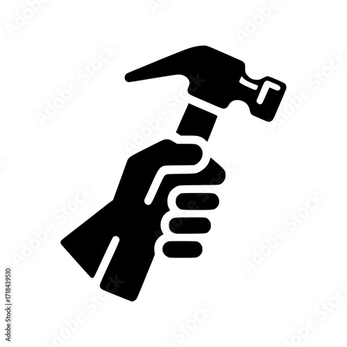An illustration of a hand holding a hammer, a symbol of construction or repair
