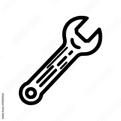 A simple yet effective illustration of a wrench, a versatile tool commonly used for various mechanical tasks