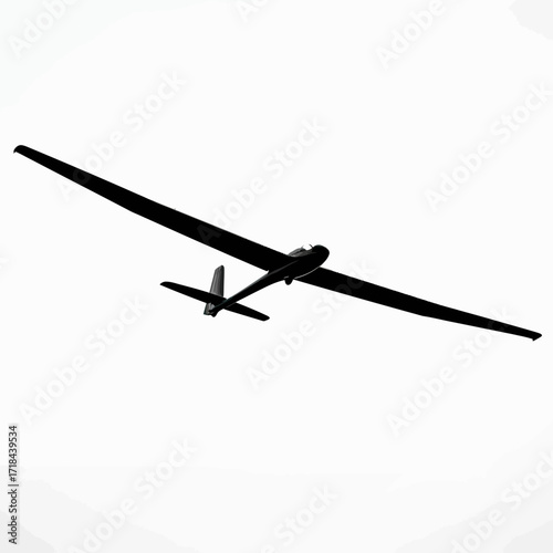 Minimalist Glider Plane Vector Illustration in Black Silhouette Style