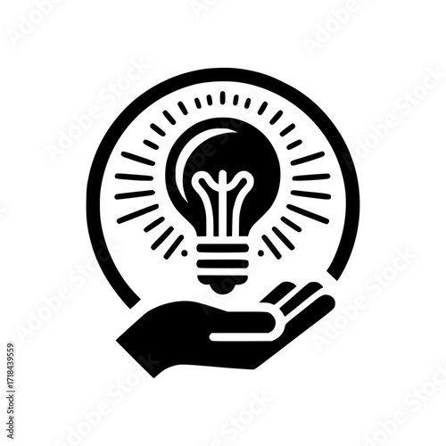 An illustration of a hand holding a light bulb, suggesting an innovative concept or bright idea