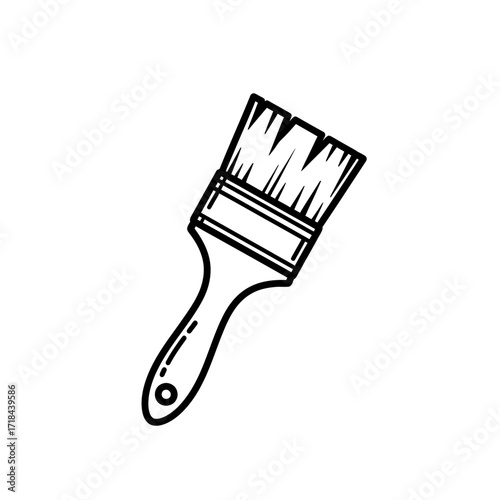 Illustration Vector Paintbrush Icon with Black Outline Minimalist Style