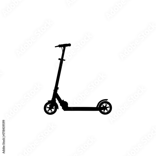 Minimalist Electric Scooter Vector Icon Silhouette Black and White