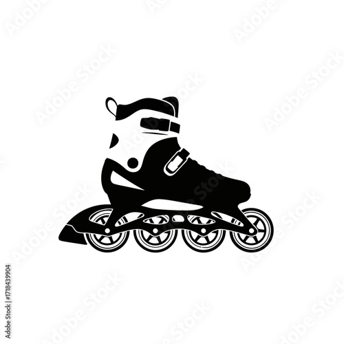 Minimalist Inline Skate Vector Illustration in Black and White for Sports and Fitness Design