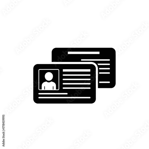 Minimalist Identity Card Vector Icon with Black Silhouette and Simple Layout
