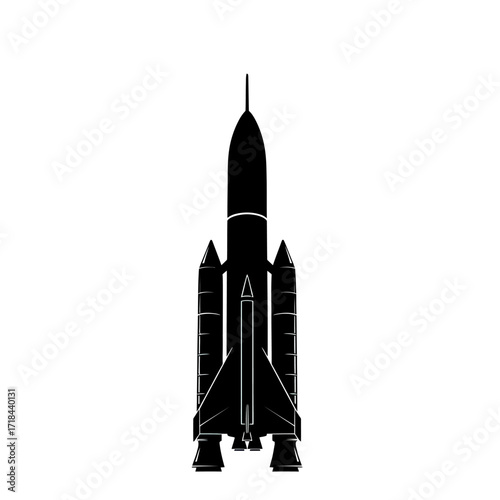 Minimalist Space Shuttle Vector Illustration in Black and White