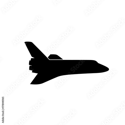 Minimalist Space Shuttle Vector Illustration in Black Silhouette Style